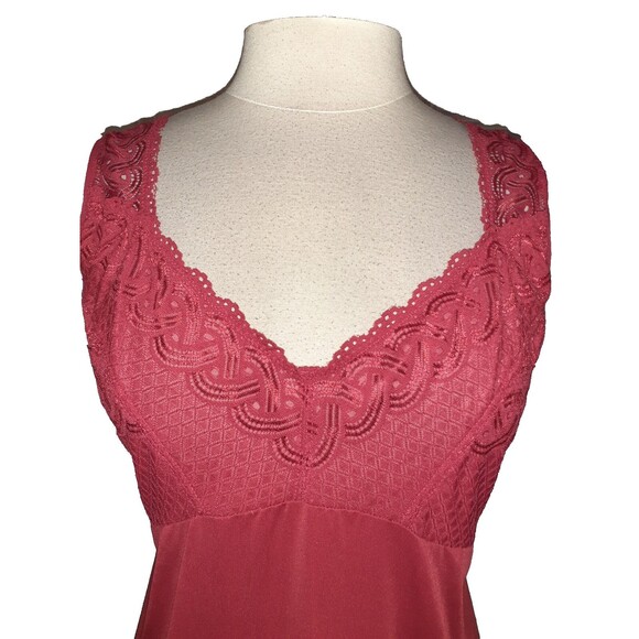 AVENUE Plus Size 3X 22W 24W Nightgown Chemise Red Sleeveless Stretch - Picture 2 of 5